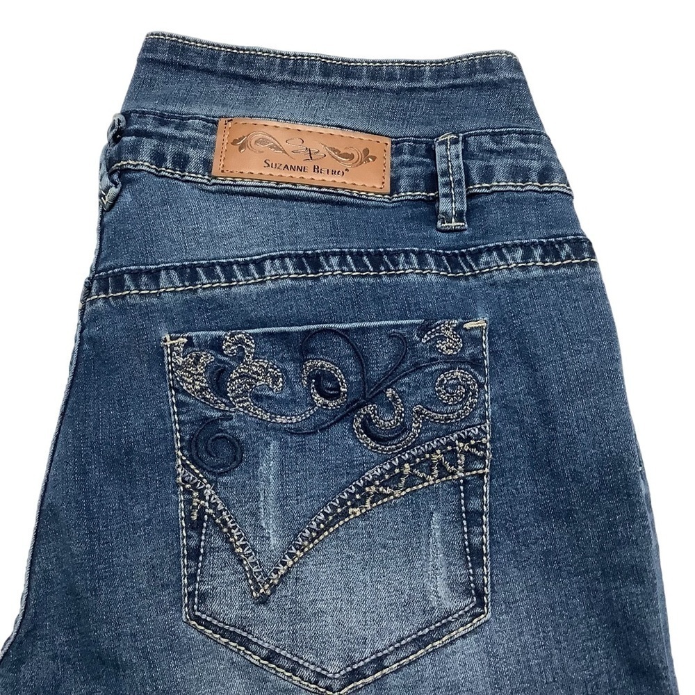 SUZANNE‎ BETRO Embellished Pocket Denim Capri Jeans Size 30